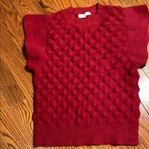 Ces Femme Red Textured Crew Neck Sweater